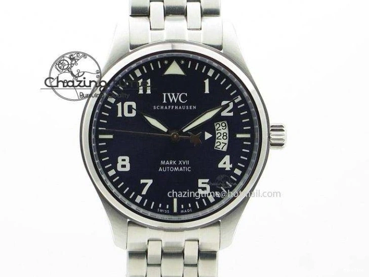 MIROTIME 0122 Vibrant Mark XVIII IW327001 SS M+F 1:1 Best Edition Black Dial on Black Leather Strap A 7055